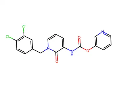3-pyridinyl N-[1-(3,4-dichlorobenzyl)-2-oxo-1,2-dihydro-3-pyridinyl]carbamate structure