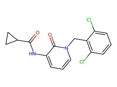 N-[1-(2,6-dichlorobenzyl)-2-oxo-1,2-dihydro-3-pyridinyl]cyclopropanecarboxamide structure