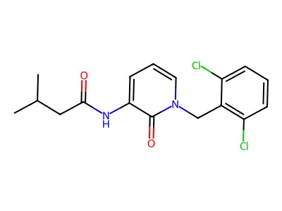 N-[1-(2,6-dichlorobenzyl)-2-oxo-1,2-dihydro-3-pyridinyl]-3-methylbutanamide structure