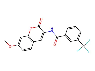 N-(7-methoxy-2-oxo-2H-chromen-3-yl)-3-(trifluoromethyl)benzenecarboxamide structure