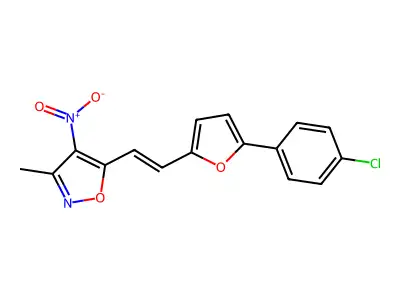 5-[2-[5-(4-Chlorophenyl)furan-2-yl]ethenyl]-3-methyl-4-nitro-1,2-oxazole structure
