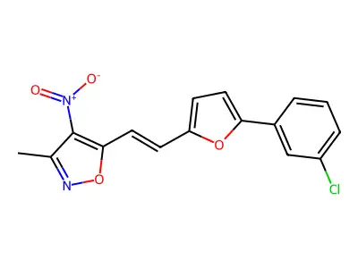 5-{2-[5-(3-Chlorophenyl)-2-furyl]vinyl}-3-methyl-4-nitroisoxazole structure
