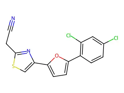 2-{4-[5-(2,4-Dichlorophenyl)-2-furyl]-1,3-thiazol-2-yl}acetonitrile structure