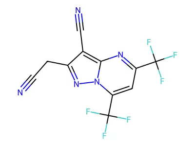 2-(Cyanomethyl)-5,7-bis(trifluoromethyl)pyrazolo[1,5-a]pyrimidine-3-carbonitrile structure