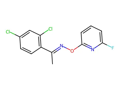 1-(2,4-dichlorophenyl)-N-[(6-fluoro-2-pyridinyl)oxy]ethanimine structure