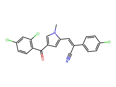 2-(4-chlorophenyl)-3-[4-(2,4-dichlorobenzoyl)-1-methyl-1H-pyrrol-2-yl]acrylonitrile structure