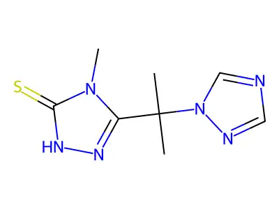 4-methyl-5-[1-methyl-1-(1H-1,2,4-triazol-1-yl)ethyl]-4H-1,2,4-triazole-3-thiol structure