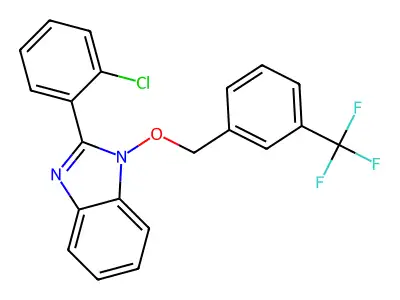 2-(2-chlorophenyl)-1-{[3-(trifluoromethyl)benzyl]oxy}-1H-1,3-benzimidazole structure