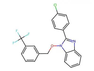 2-(4-chlorophenyl)-1-{[3-(trifluoromethyl)benzyl]oxy}-1H-1,3-benzimidazole structure