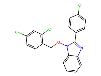 2-(4-chlorophenyl)-1-[(2,4-dichlorobenzyl)oxy]-1H-1,3-benzimidazole structure