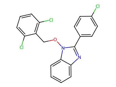 2-(4-chlorophenyl)-1-[(2,6-dichlorobenzyl)oxy]-1H-1,3-benzimidazole structure