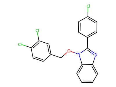 2-(4-chlorophenyl)-1-[(3,4-dichlorobenzyl)oxy]-1H-1,3-benzimidazole structure