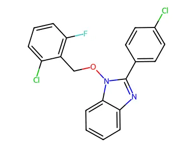 1-[(2-chloro-6-fluorobenzyl)oxy]-2-(4-chlorophenyl)-1H-1,3-benzimidazole structure