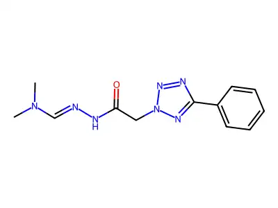 N,N-dimethyl-N'-[2-(5-phenyl-2H-1,2,3,4-tetraazol-2-yl)acetyl]hydrazonoformamide structure