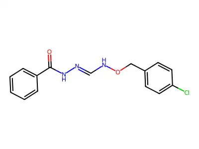 N-[[(4-chlorophenyl)methoxyamino]methylideneamino]benzamide structure