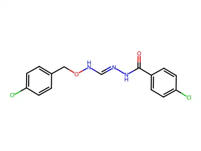 4-chloro-N-[[(4-chlorophenyl)methoxyamino]methylideneamino]benzamide structure