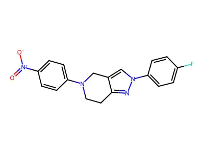 2-(4-fluorophenyl)-5-(4-nitrophenyl)-4,5,6,7-tetrahydro-2H-pyrazolo[4,3-c]pyridine structure