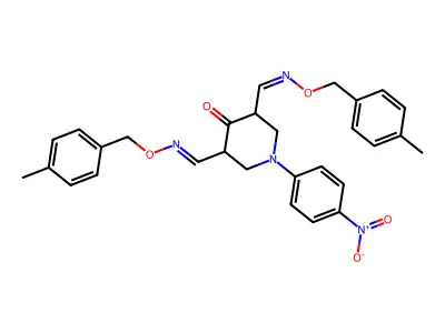 3,5-Bis[(4-methylphenyl)methoxyiminomethyl]-1-(4-nitrophenyl)piperidin-4-one structure