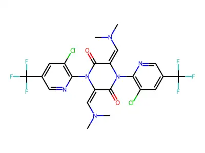 1,4-bis[3-chloro-5-(trifluoromethyl)-2-pyridinyl]-3,6-bis[(dimethylamino)methylene]tetrahydro-2,5-pyrazinedione structure