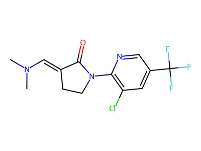 1-[3-chloro-5-(trifluoromethyl)pyridin-2-yl]-3-(dimethylaminomethylidene)pyrrolidin-2-one structure