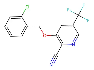 3-[(2-Chlorophenyl)methoxy]-5-(trifluoromethyl)pyridine-2-carbonitrile structure
