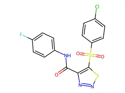 5-((4-Chlorophenyl)sulfonyl)-N-(4-fluorophenyl)-1,2,3-thiadiazole-4-carboxamide structure