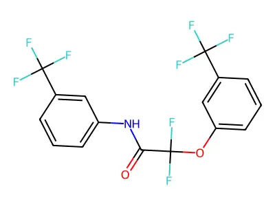 2,2-difluoro-2-[3-(trifluoromethyl)phenoxy]-N-[3-(trifluoromethyl)phenyl]acetamide structure