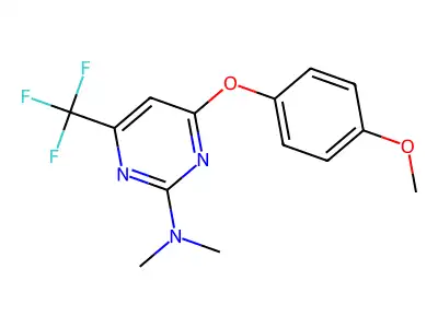 4-(4-methoxyphenoxy)-N,N-dimethyl-6-(trifluoromethyl)pyrimidin-2-amine structure