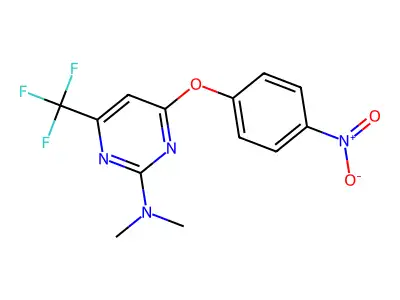 N,N-dimethyl-4-(4-nitrophenoxy)-6-(trifluoromethyl)pyrimidin-2-amine structure