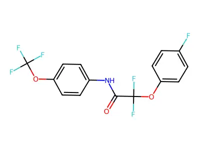 2,2-difluoro-2-(4-fluorophenoxy)-N-[4-(trifluoromethoxy)phenyl]acetamide structure