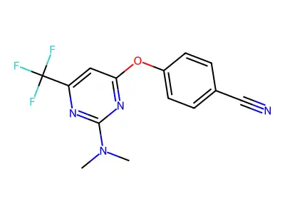 4-{[2-(Dimethylamino)-6-(trifluoromethyl)-4-pyrimidinyl]oxy}benzenecarbonitrile structure