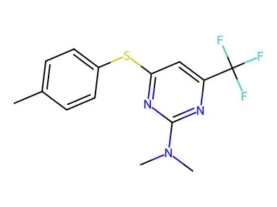 N,N-dimethyl-4-[(4-methylphenyl)sulfanyl]-6-(trifluoromethyl)-2-pyrimidinamine structure