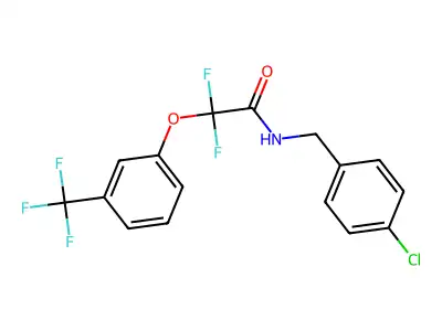 N-[(4-chlorophenyl)methyl]-2,2-difluoro-2-[3-(trifluoromethyl)phenoxy]acetamide structure