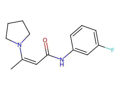 N-(3-fluorophenyl)-3-pyrrolidin-1-ylbut-2-enamide structure