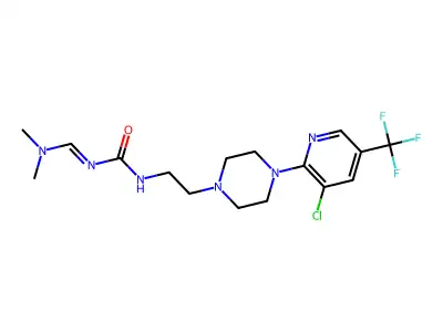 1-(2-{4-[3-chloro-5-(trifluoromethyl)pyridin-2-yl]piperazin-1-yl}ethyl)-3-[(1E)-(dimethylamino)methylidene]urea structure