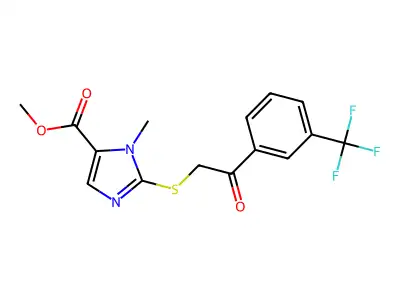 methyl 1-methyl-2-({2-oxo-2-[3-(trifluoromethyl)phenyl]ethyl}sulfanyl)-1H-imidazole-5-carboxylate structure