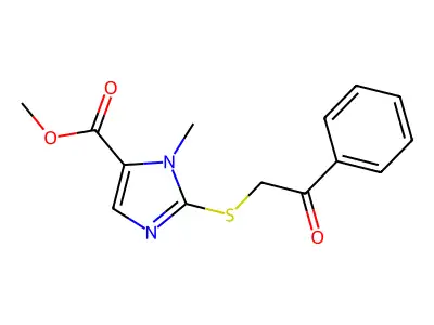 methyl 1-methyl-2-[(2-oxo-2-phenylethyl)sulfanyl]-1H-imidazole-5-carboxylate structure