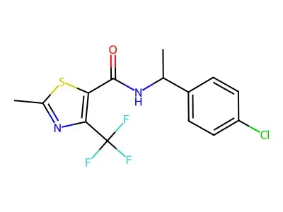 N-[1-(4-chlorophenyl)ethyl]-2-methyl-4-(trifluoromethyl)-1,3-thiazole-5-carboxamide structure