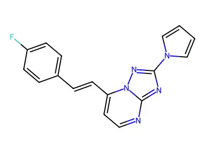 7-[2-(4-Fluorophenyl)ethenyl]-2-pyrrol-1-yl-[1,2,4]triazolo[1,5-a]pyrimidine structure