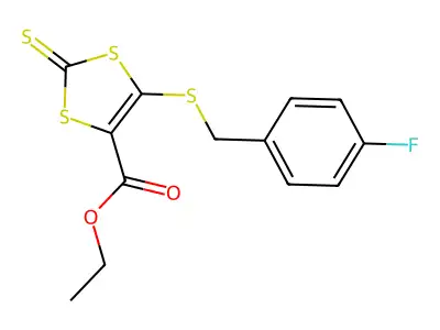 Ethyl 5-[(4-fluorobenzyl)sulfanyl]-2-thioxo-1,3-dithiole-4-carboxylate structure