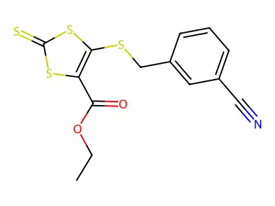 Ethyl 5-[(3-cyanobenzyl)sulfanyl]-2-thioxo-1,3-dithiole-4-carboxylate structure