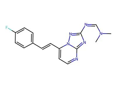 N'-[7-(4-fluorostyryl)[1,2,4]triazolo[1,5-a]pyrimidin-2-yl]-N,N-dimethyliminoformamide structure