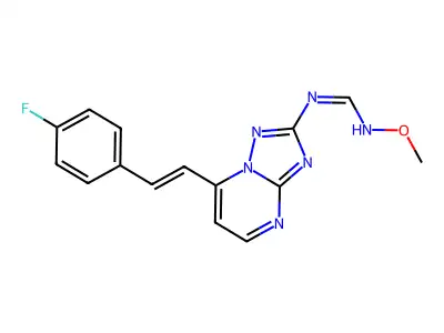 N-[7-(4-fluorostyryl)[1,2,4]triazolo[1,5-a]pyrimidin-2-yl]-N'-methoxyiminoformamide structure
