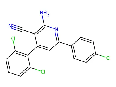 2-Amino-6-(4-chlorophenyl)-4-(2,6-dichlorophenyl)nicotinonitrile structure