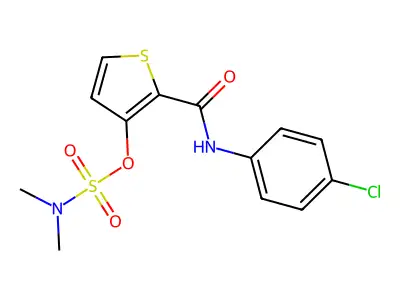 2-[(4-chloroanilino)carbonyl]-3-thienyl-N,N-dimethylsulfamate structure