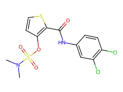 2-[(3,4-dichloroanilino)carbonyl]-3-thienyl-N,N-dimethylsulfamate structure