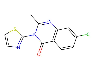 7-chloro-2-methyl-3-(1,3-thiazol-2-yl)-4(3H)-quinazolinone structure