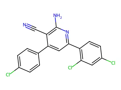 2-Amino-4-(4-chlorophenyl)-6-(2,4-dichlorophenyl)nicotinonitrile structure