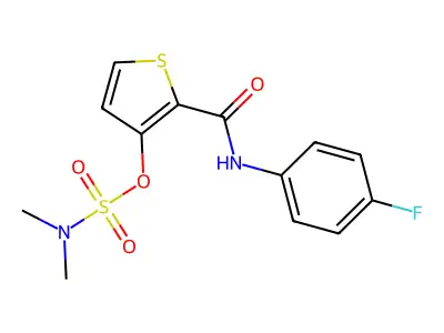 2-[(4-fluoroanilino)carbonyl]-3-thienyl-N,N-dimethylsulfamate structure