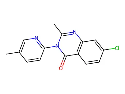 7-chloro-2-methyl-3-(5-methyl-2-pyridinyl)-4(3H)-quinazolinone structure